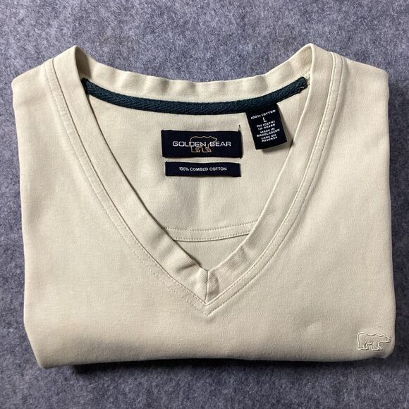 Jack Nicklaus Golden Bear Mens V-Neck Golf Sweater Vest Size Large Beige Cotton - Picture 10 of 11